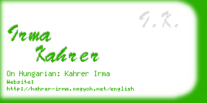 irma kahrer business card